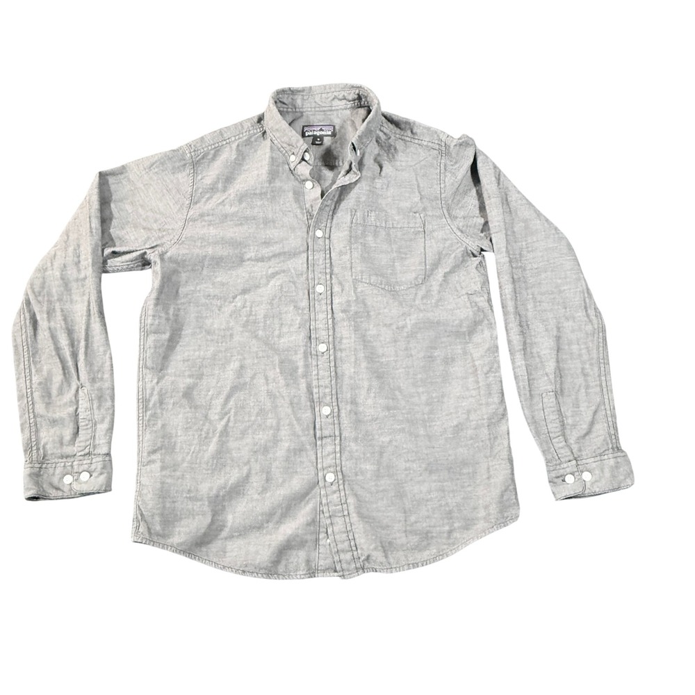 Patagonia Mens Grey Long Sleeve Button Down Shirt Size M Pocket Casual Outdoor